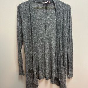 Gray Open Front Cardigan Sweater
